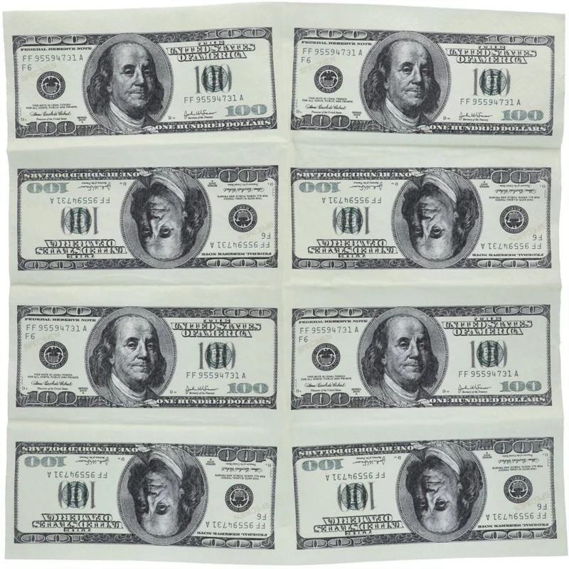 Dollars Servietten 33 cm, 10 Stück