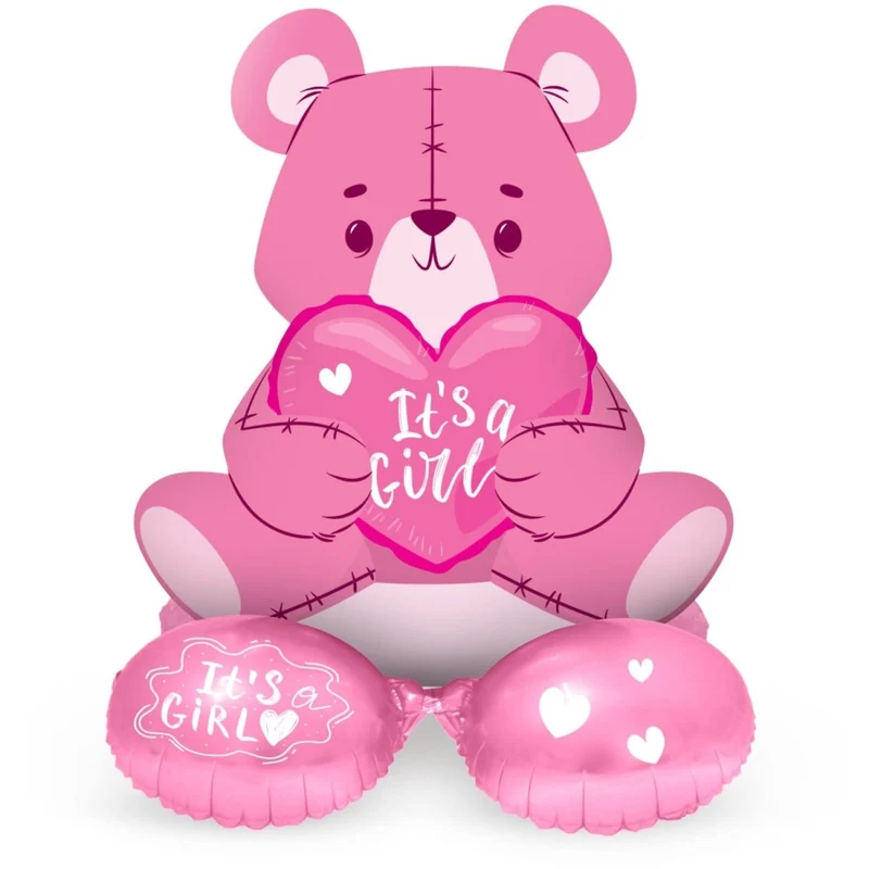 Geburtsballon aus Folie – Rosa Bär „It’s a Girl“ – 61 cm