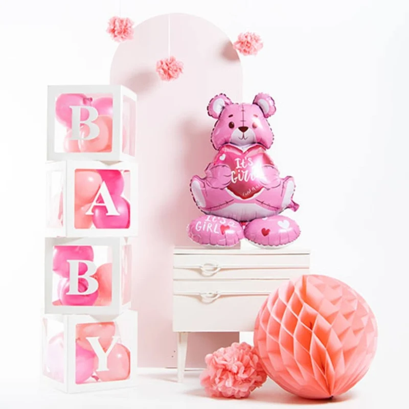 Geburtsballon aus Folie – Rosa Bär „It’s a Girl“ – 61 cm