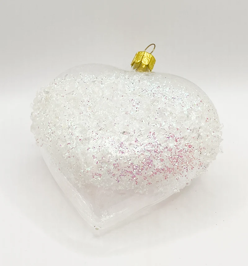 Transparentes Herz mit Glitzerstreifen