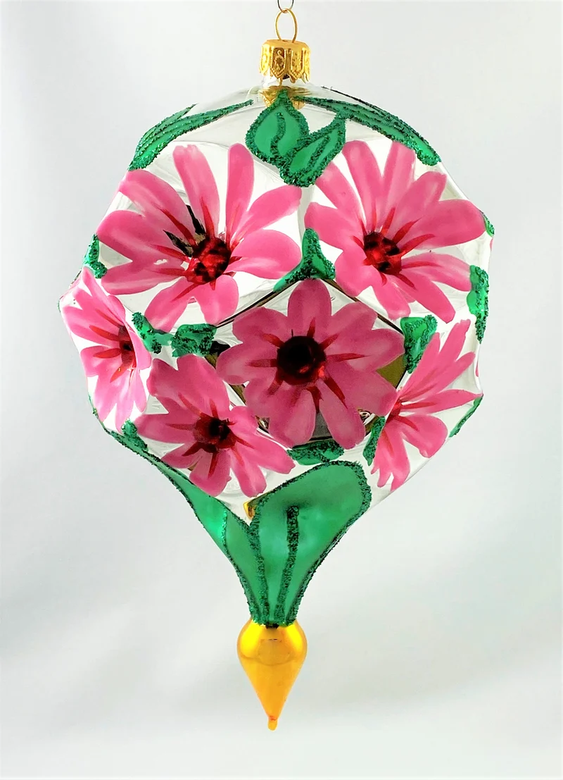 Grosse Kugel mit rosa Blüten-Motiv