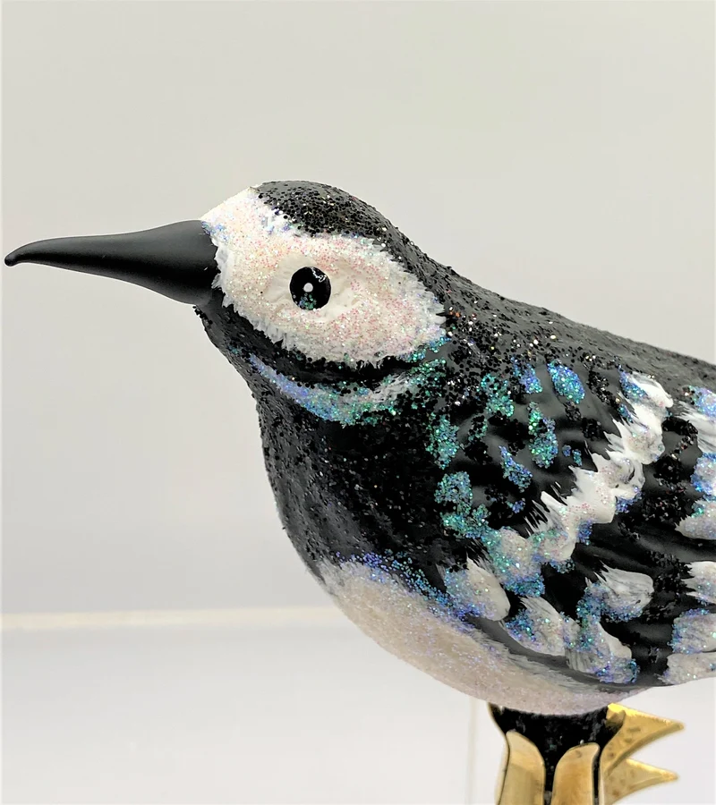 Schwarz weisser Vogel auf Clip