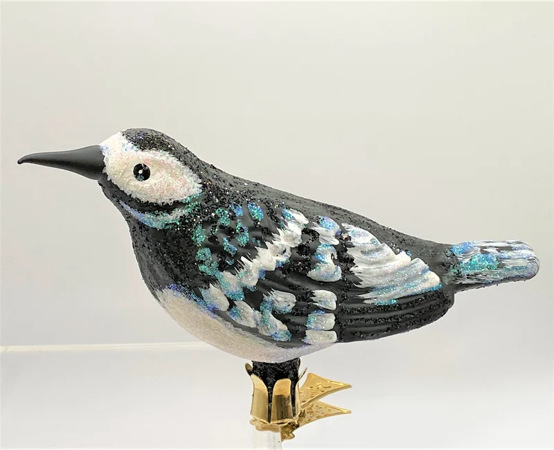 Schwarz weisser Vogel auf Clip