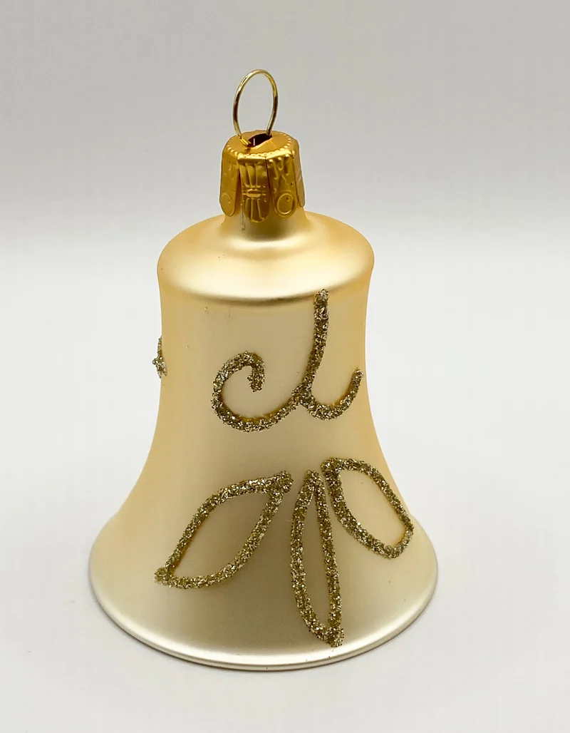 Weihnachts-Glöckchen matt beige mit Blüte