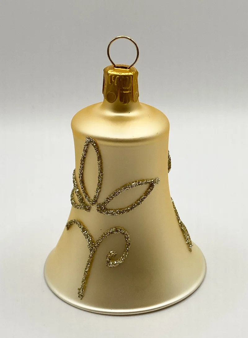 Weihnachts-Glöckchen matt beige mit Blüte