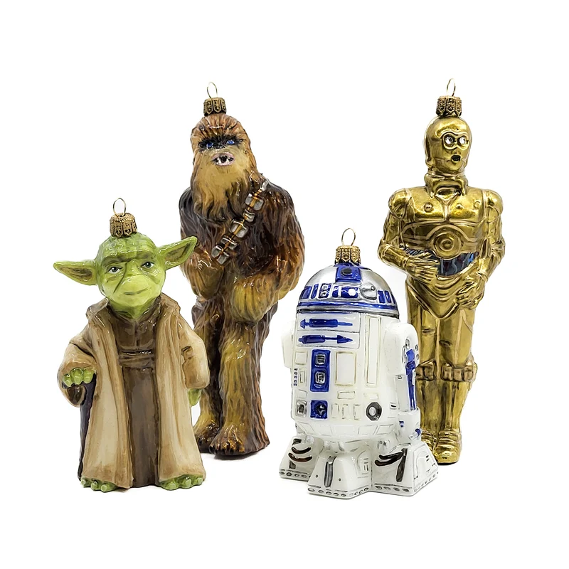 Master Yoda, Chewbacca, C-3PO und R2-D2 von Star Wars, 4er Set, in Holzbox