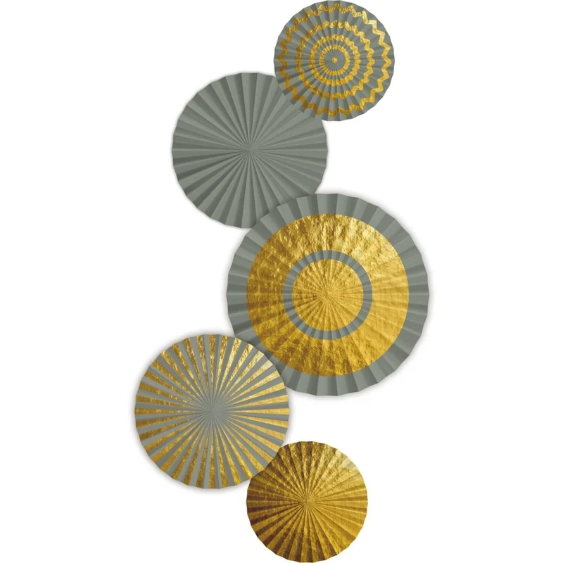 Goldene Papierfächer, 15 cm, 5 Stück