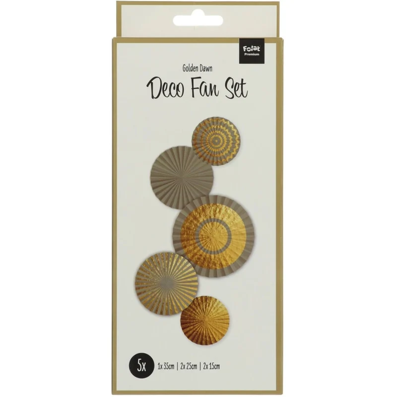 Goldene Papierfächer, 15 cm, 5 Stück