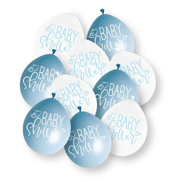 Babyparty-Ballons Blau-Weiß 23 cm 10 Stück