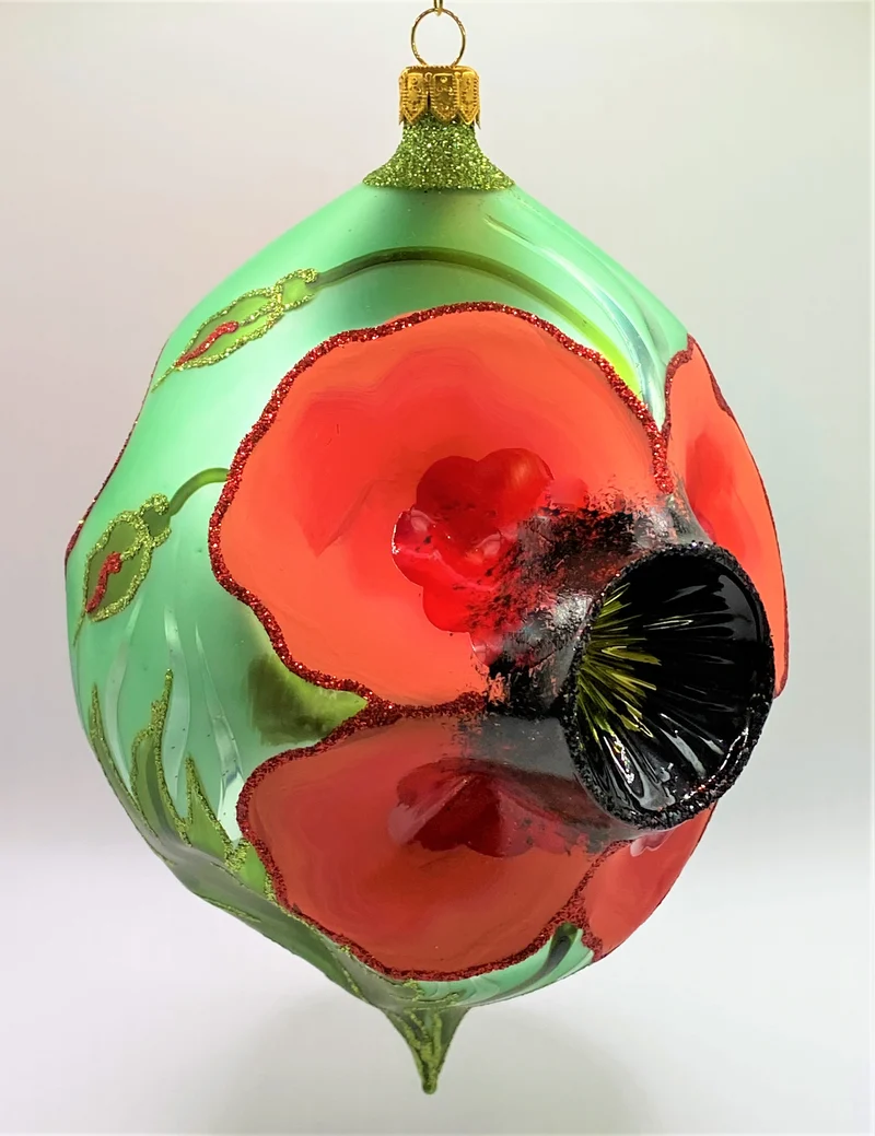 Grosse Kugel mit Mohnblumen-Motiv