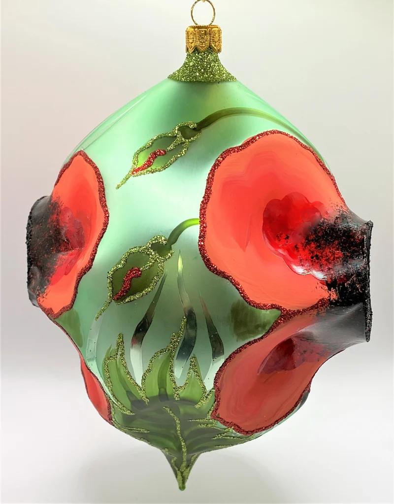 Grosse Kugel mit Mohnblumen-Motiv
