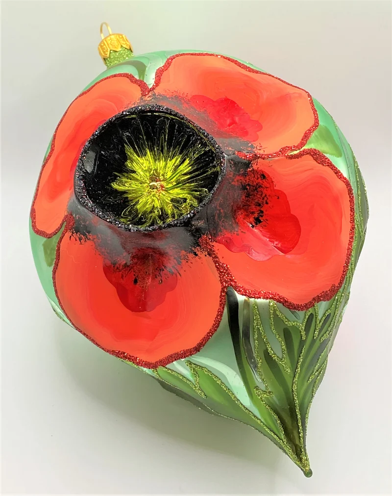 Grosse Kugel mit Mohnblumen-Motiv