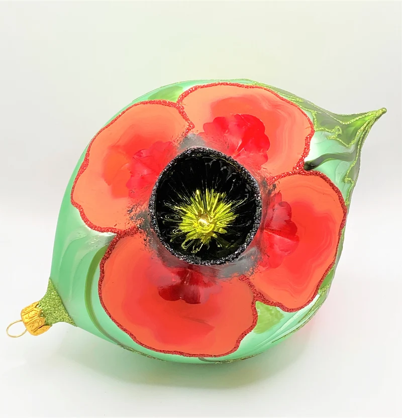 Grosse Kugel mit Mohnblumen-Motiv
