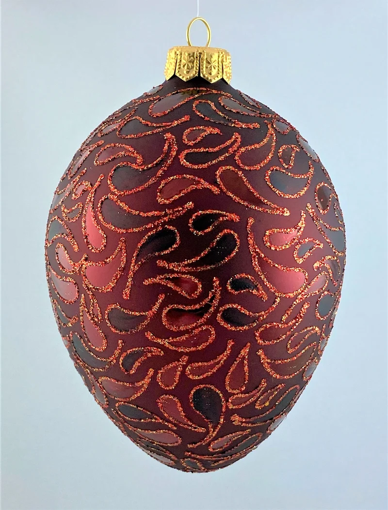 Faberge-Ei bordeaux rot, Blätter-Muster