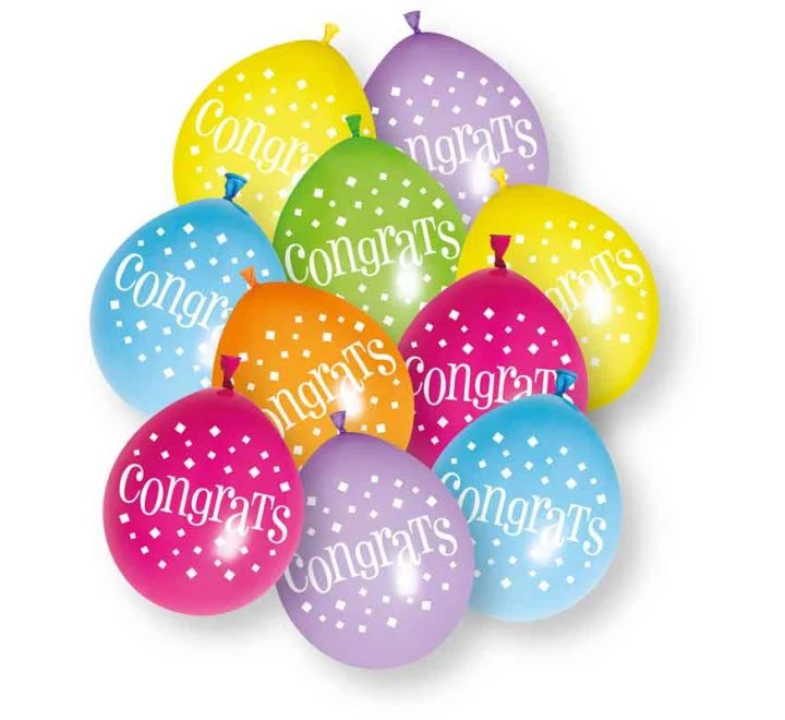 „Congrats“-Ballons, buntes Konfetti, 23 cm, 10 Stück