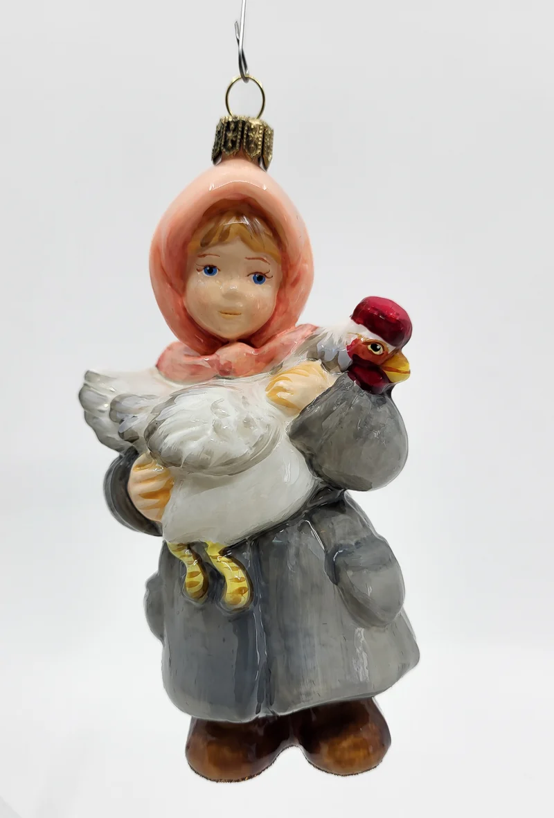 Junge mit Hahn und Mädchen mit Huhn, 2er Set, in Holzbox, AtlasArt