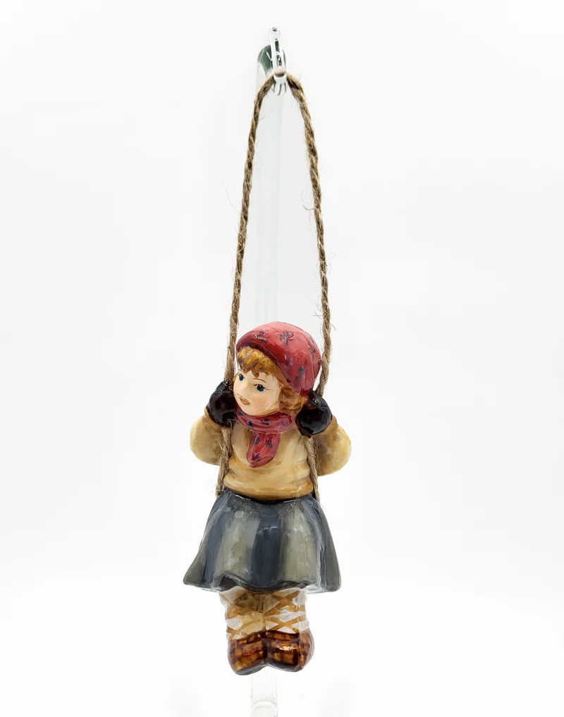 Junge und Mädchen auf Schaukel, 2er Set, in Holzbox von AtlasArt