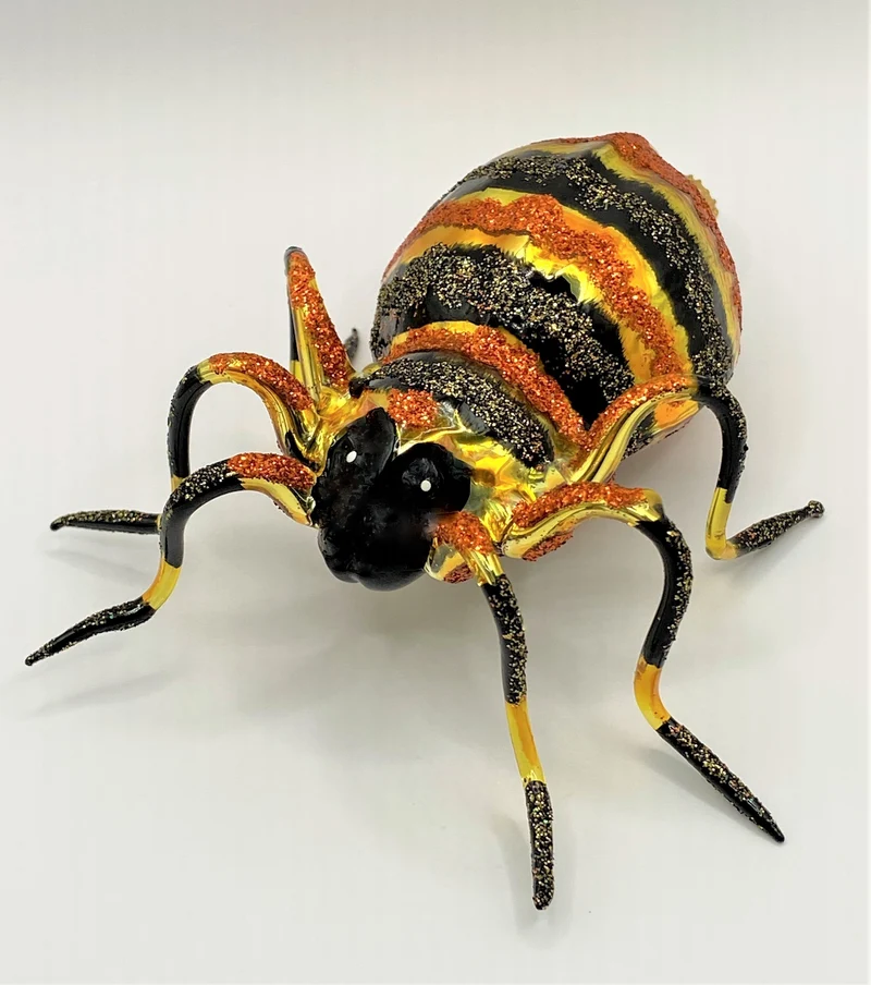 Spinne mit orangen und schwarzen Streifen