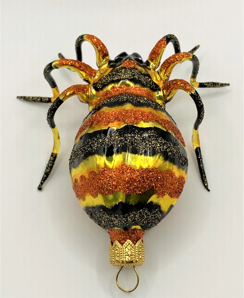 Spinne mit orangen und schwarzen Streifen