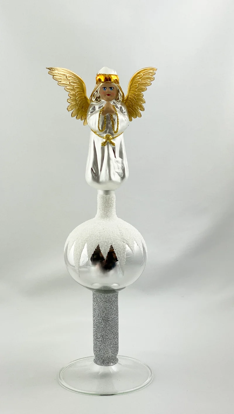 Engel-Spitze mit goldenen Flügeln aus Dresdner Papier