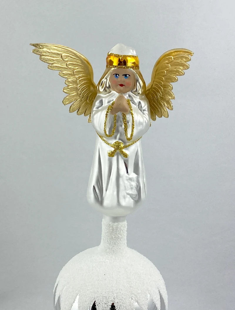 Engel-Spitze mit goldenen Flügeln aus Dresdner Papier