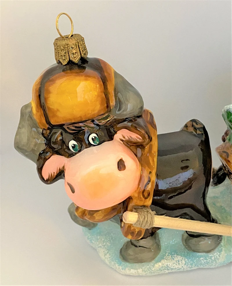 Der Büffel bringt den Christbaum mit dem Schlitten, ATLASART