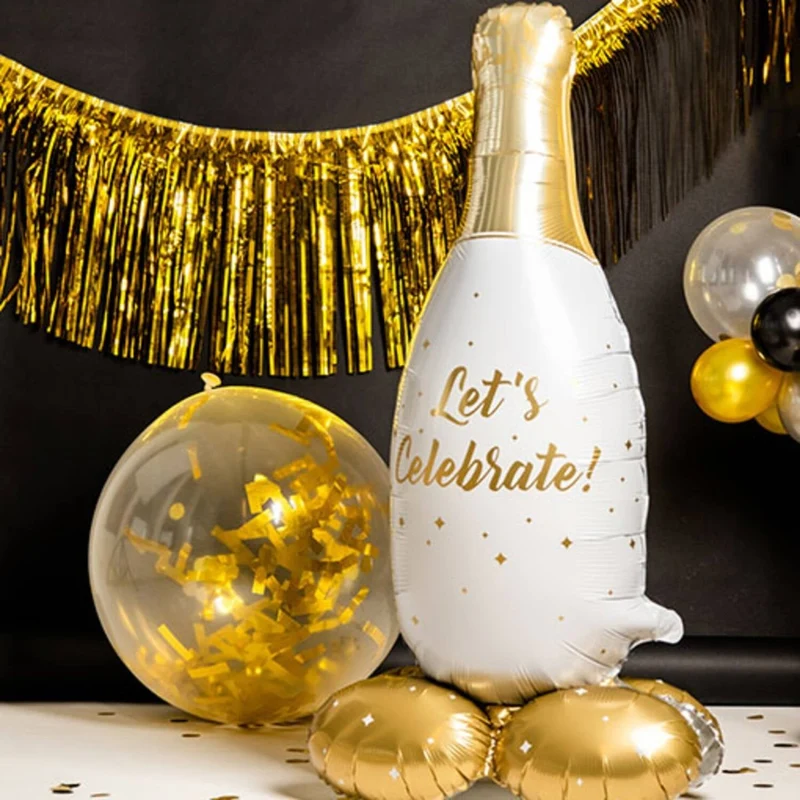 Champagnerflasche-Folienballon, stehend, leer, 86 cm
