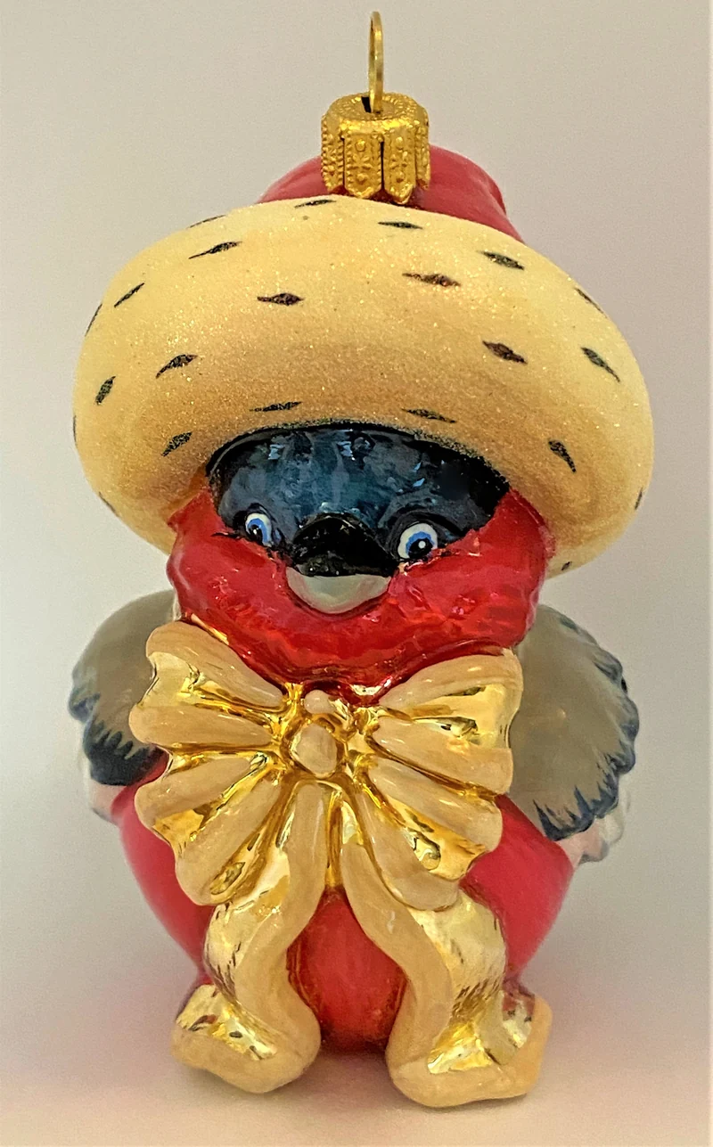 Süsses Vögelchen mit Schleife und Santa`s Mütze, KOMOZJA MOSTOWSKI