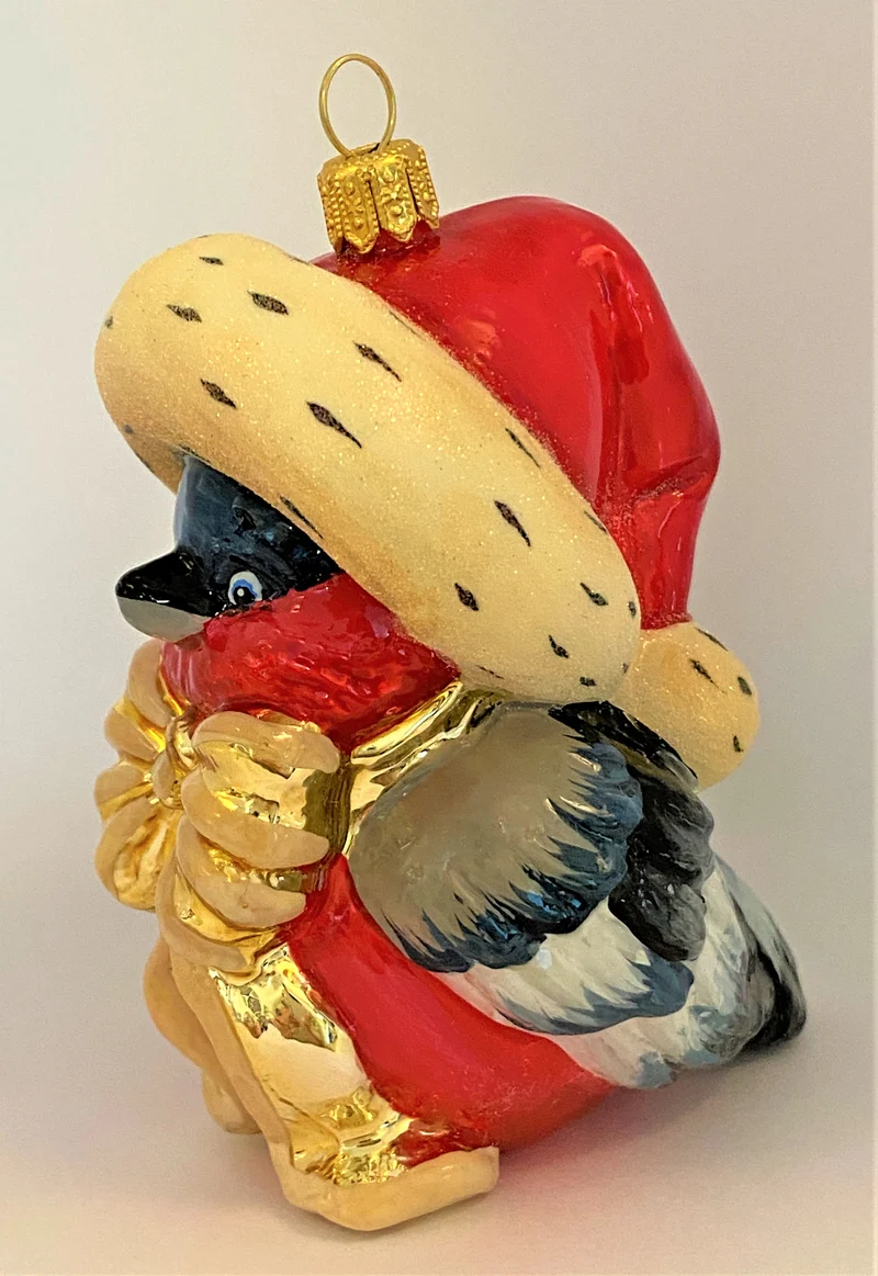 Süsses Vögelchen mit Schleife und Santa`s Mütze, KOMOZJA MOSTOWSKI