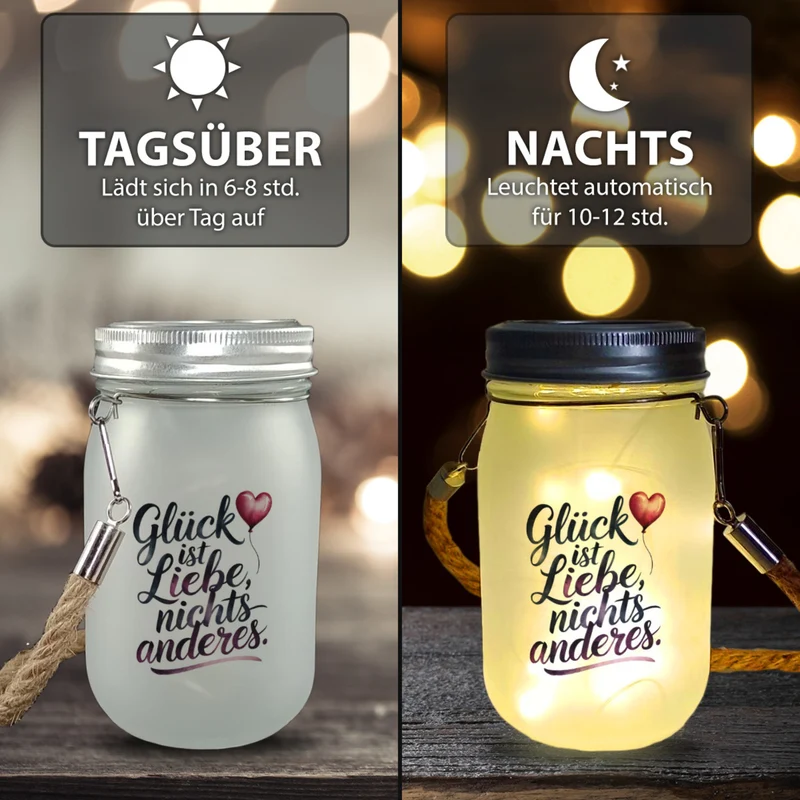 Glück ist Liebe Solarlicht Herz Luftballon