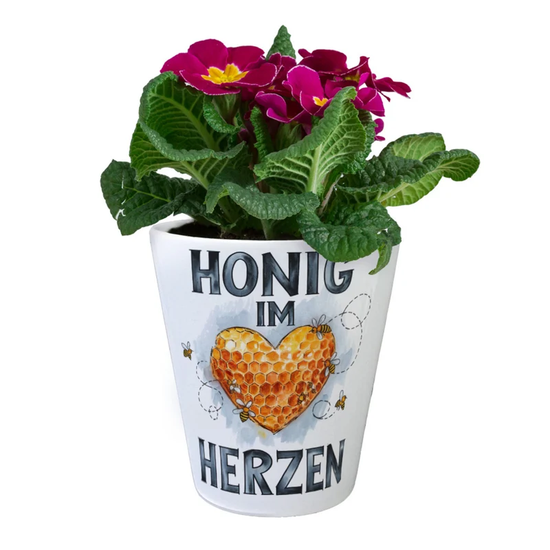 Honig im Herzen Blumentopf Herz Honigwaben