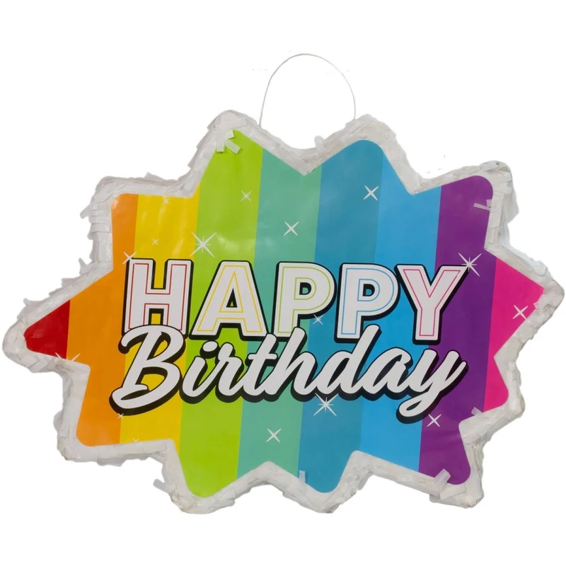 Happy Birthday Piñata in Regenbogen-Sternform, 38 cm