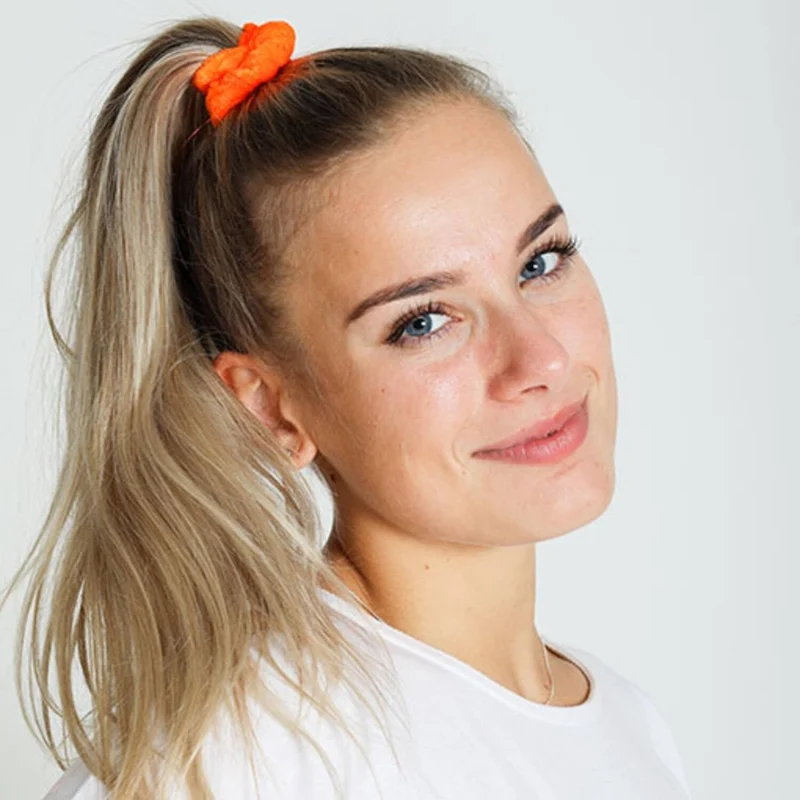 Orangefarbener Scrunchie, 18 cm, 3 Stück