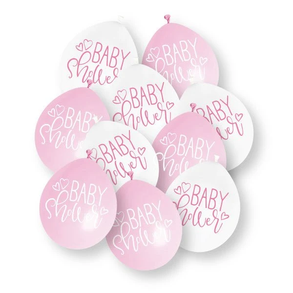 Babyparty-Ballons, weiß-rosa, 23 cm, 10 Stück