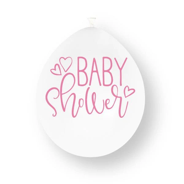 Babyparty-Ballons, weiß-rosa, 23 cm, 10 Stück
