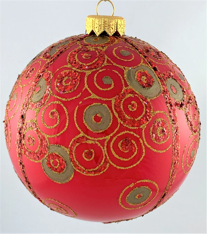 Kugel rot glanz mit Jugendstil-Dekor