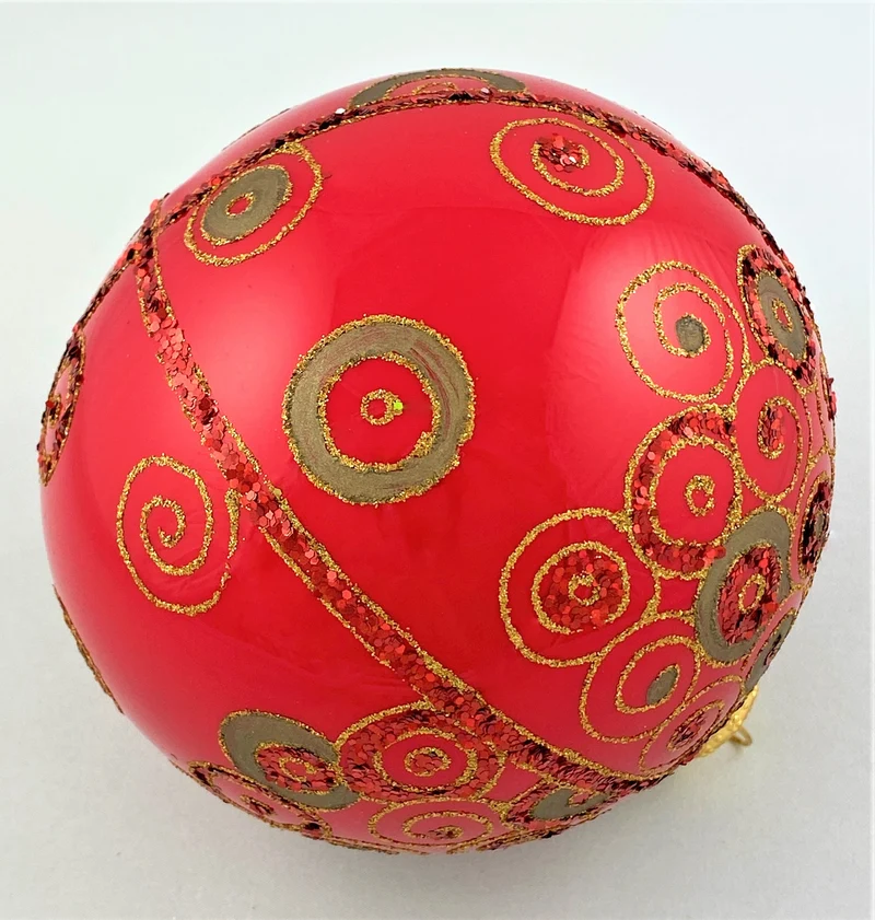 Kugel rot glanz mit Jugendstil-Dekor