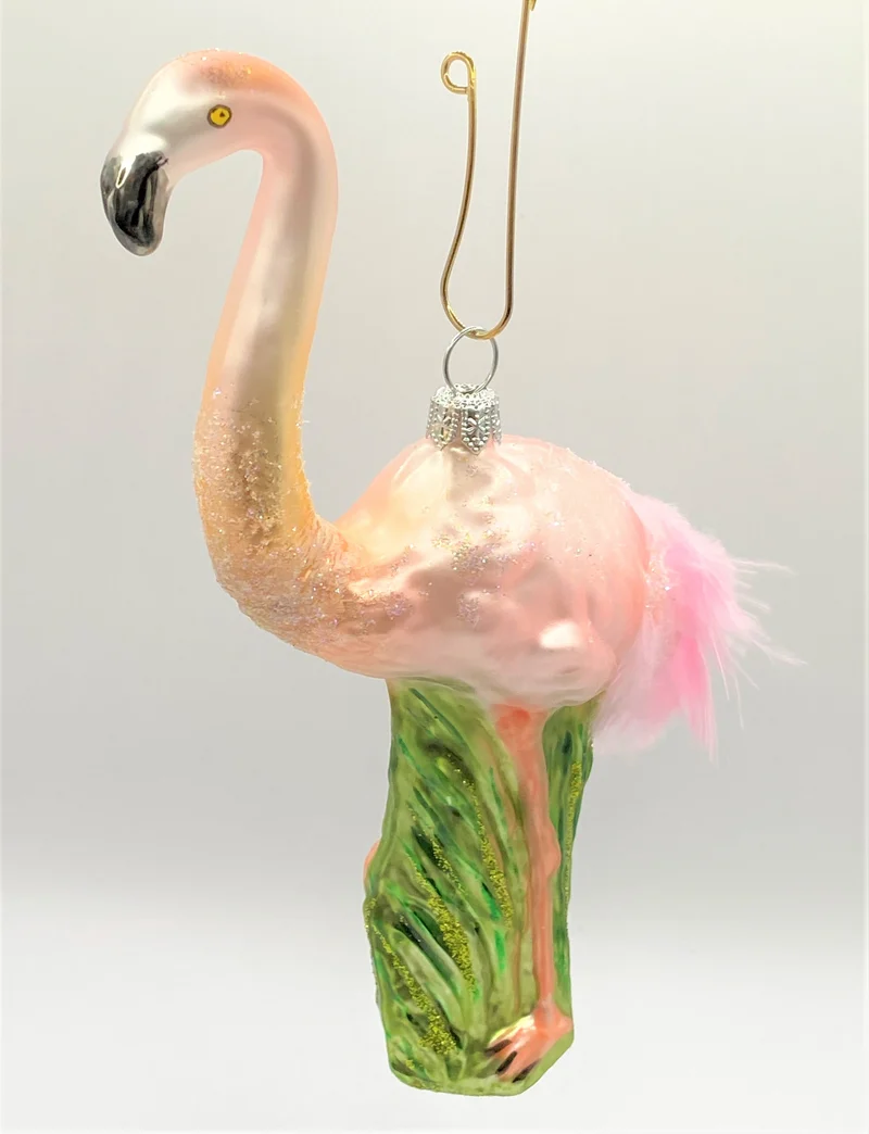 Flamingo mit rosa Echtfedern