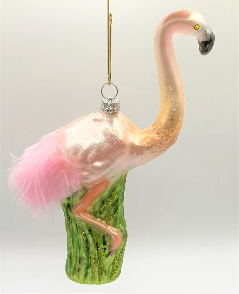 Flamingo mit rosa Echtfedern