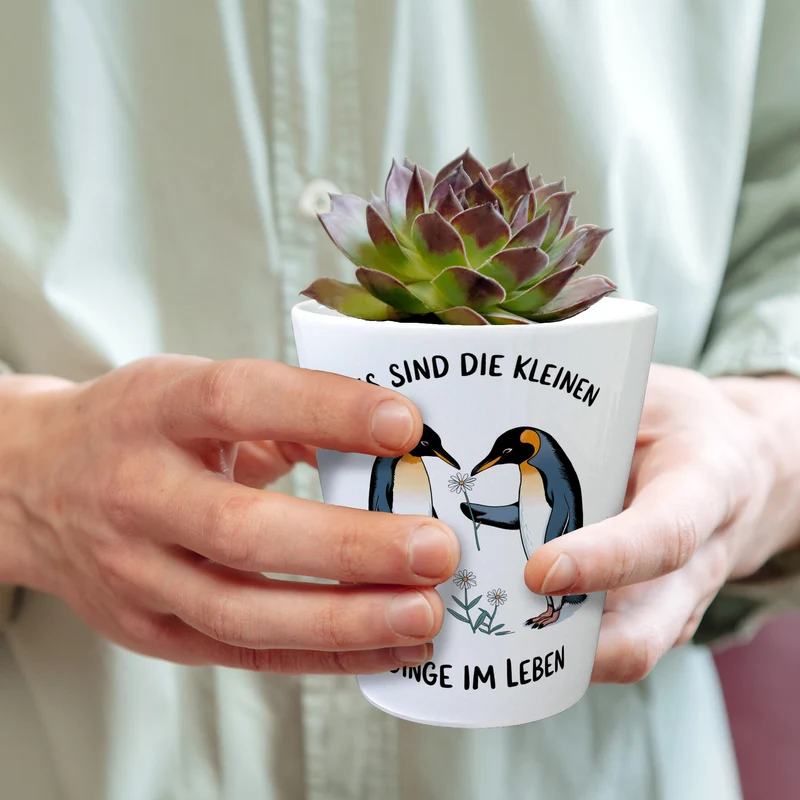 Pinguine mit Blumenstrauß Blumentopf Kleine dinge im Leben
