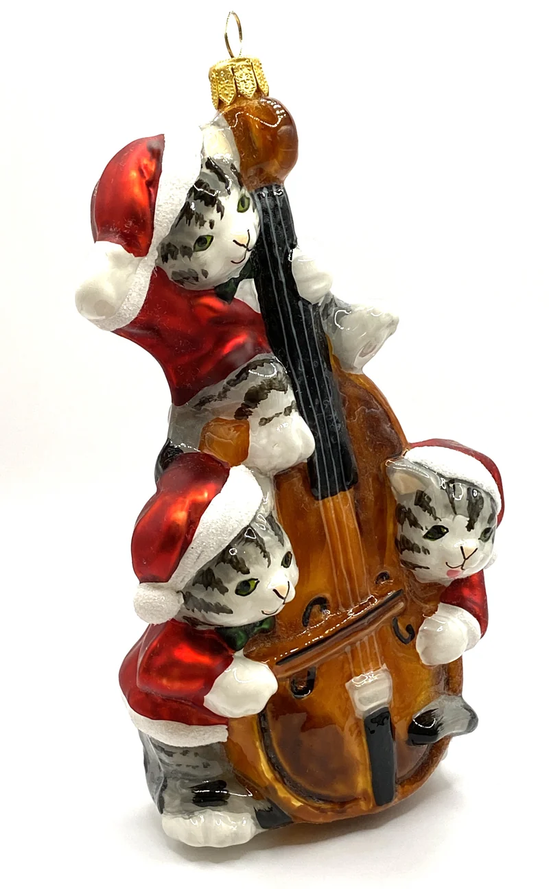 Drei Tigerkatzen musizieren mit dem Kontrabass, KOMOZJA MOSTOWSKI