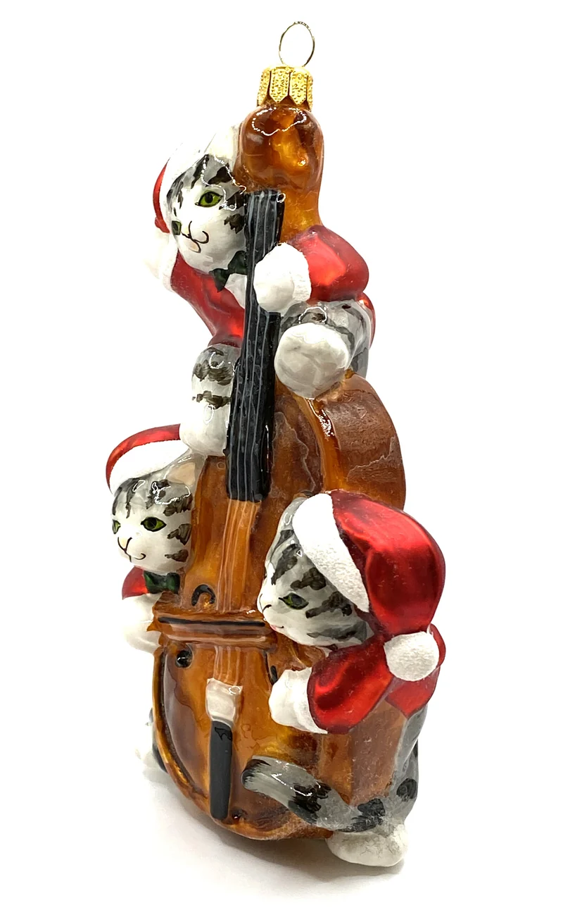 Drei Tigerkatzen musizieren mit dem Kontrabass, KOMOZJA MOSTOWSKI