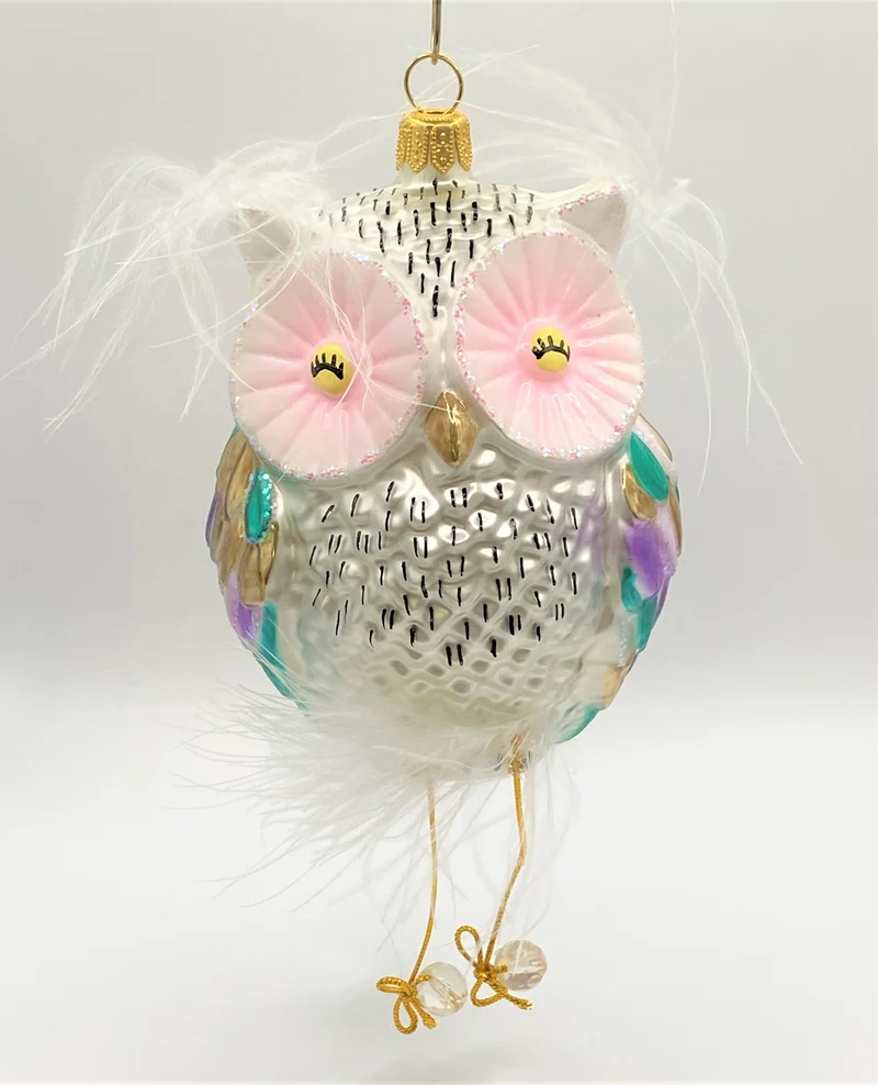 Dicke bunte Eule mit Bommelbeinchen