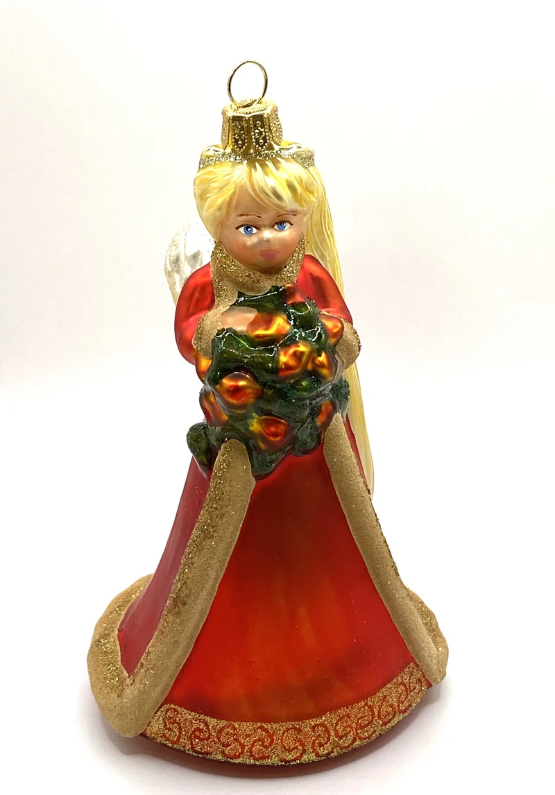 Engel im roten Kleid mit Blumen, KOMOZJA MOSTOWSKI