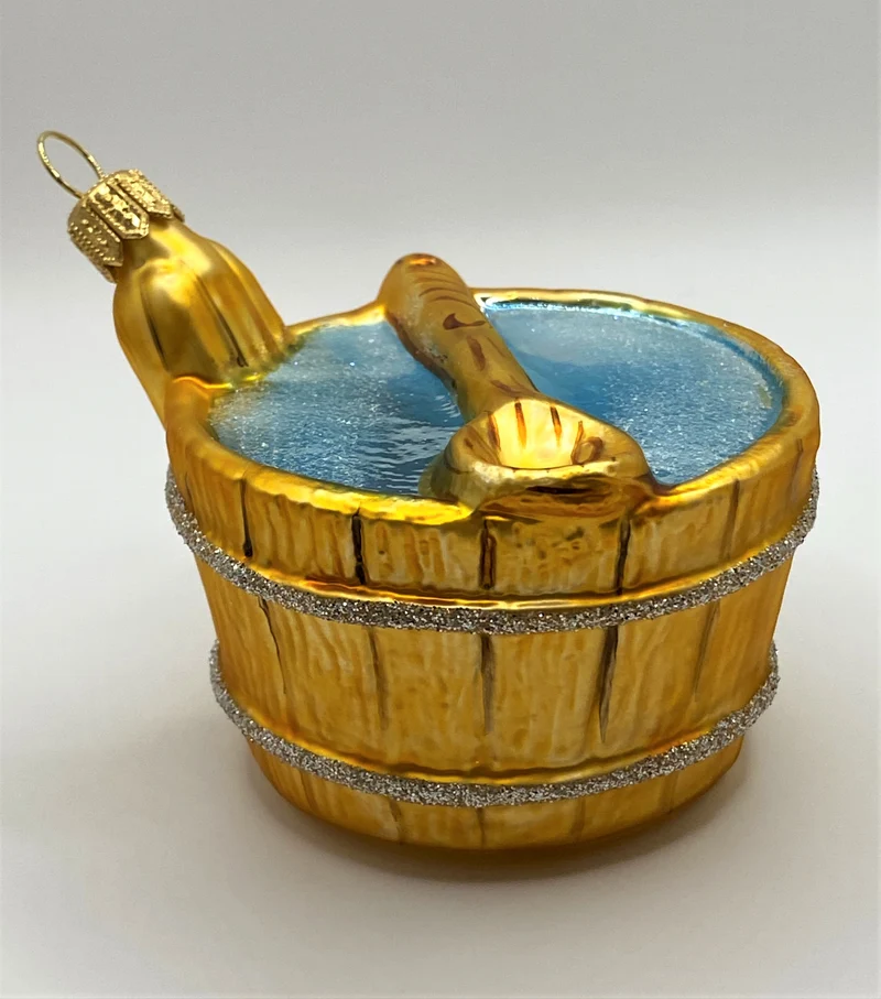 Wasserzuber mit Holzlöffel für Saunaaufguss