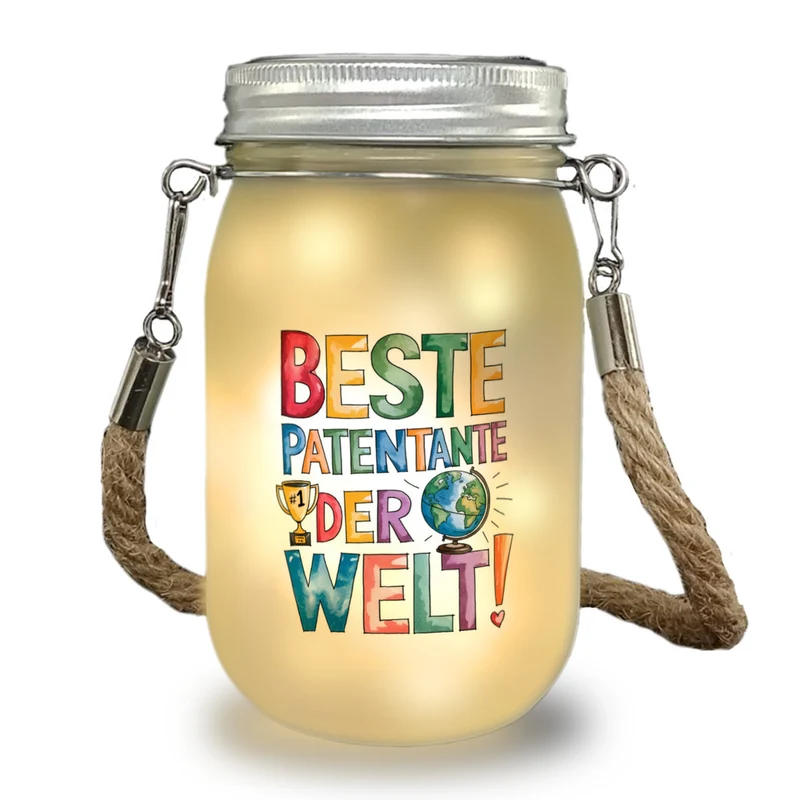 Beste Patentante der Welt Solarlicht goldener Pokal Globus