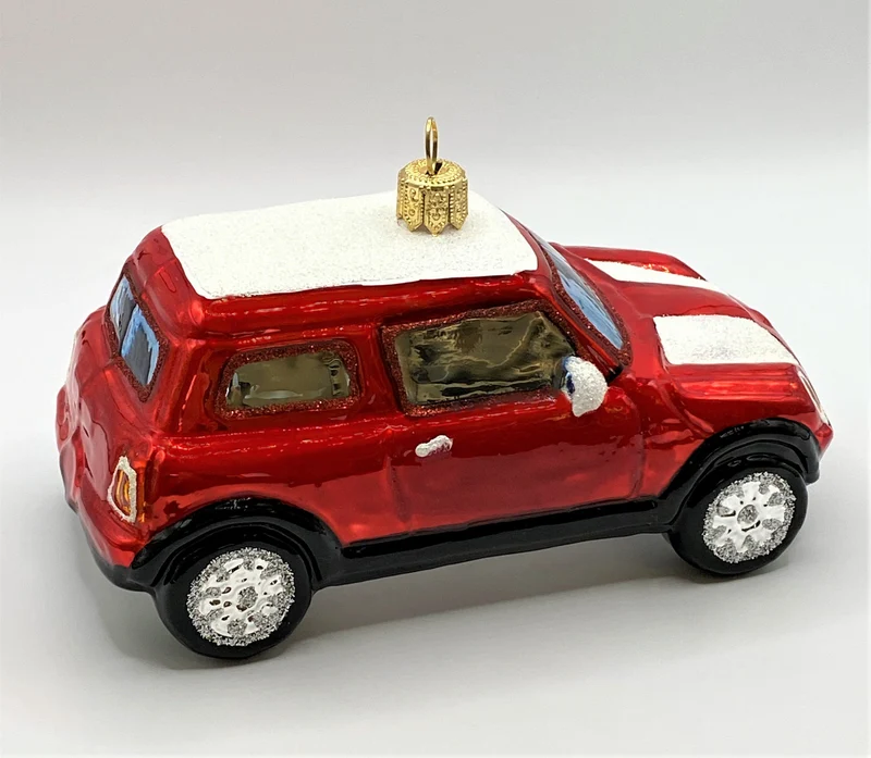 Roter Mini Cooper mit weissem Dach