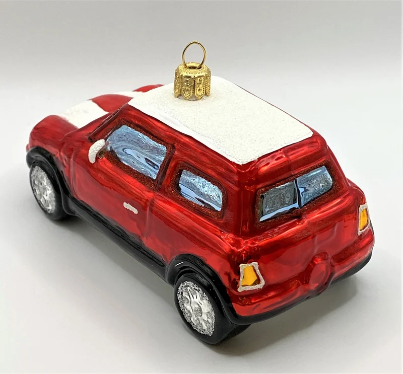 Roter Mini Cooper mit weissem Dach