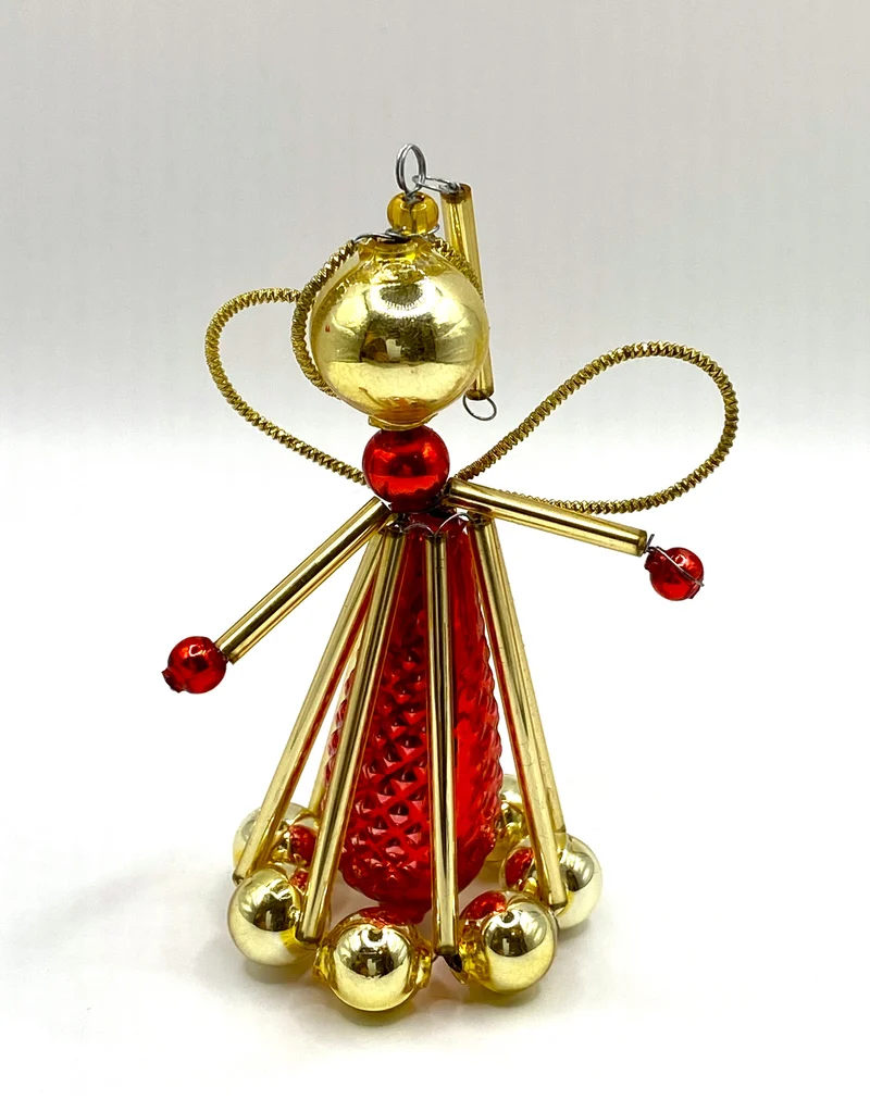 Gablonzer Perlen Engel Rot und Gold