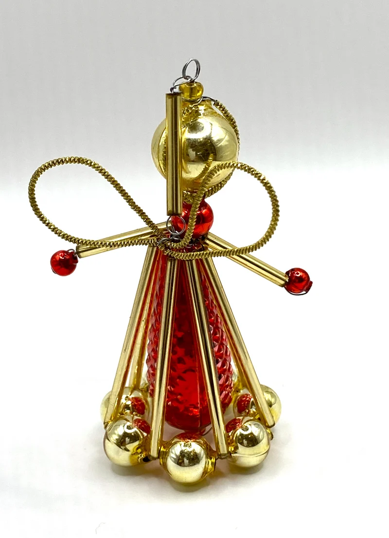 Gablonzer Perlen Engel Rot und Gold